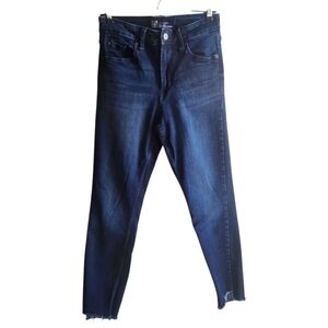 Gap High Rise Univeral Legging Skinny Jeans Size 2/26 Dark Wash Raw Hem Stretch‎